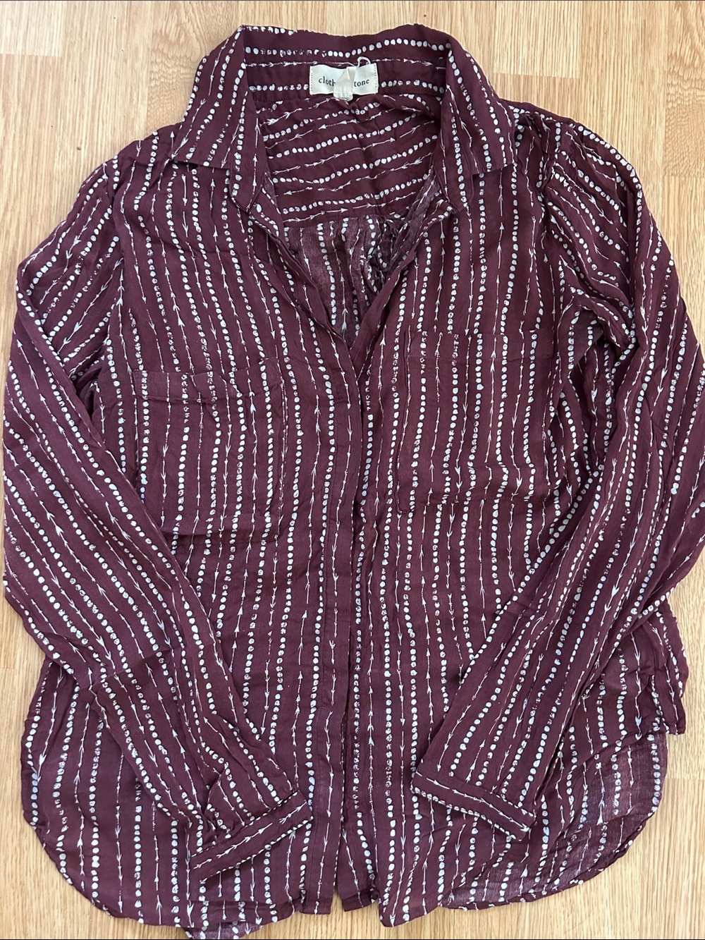 Cloth & Stone burgundy arrow button up blouse